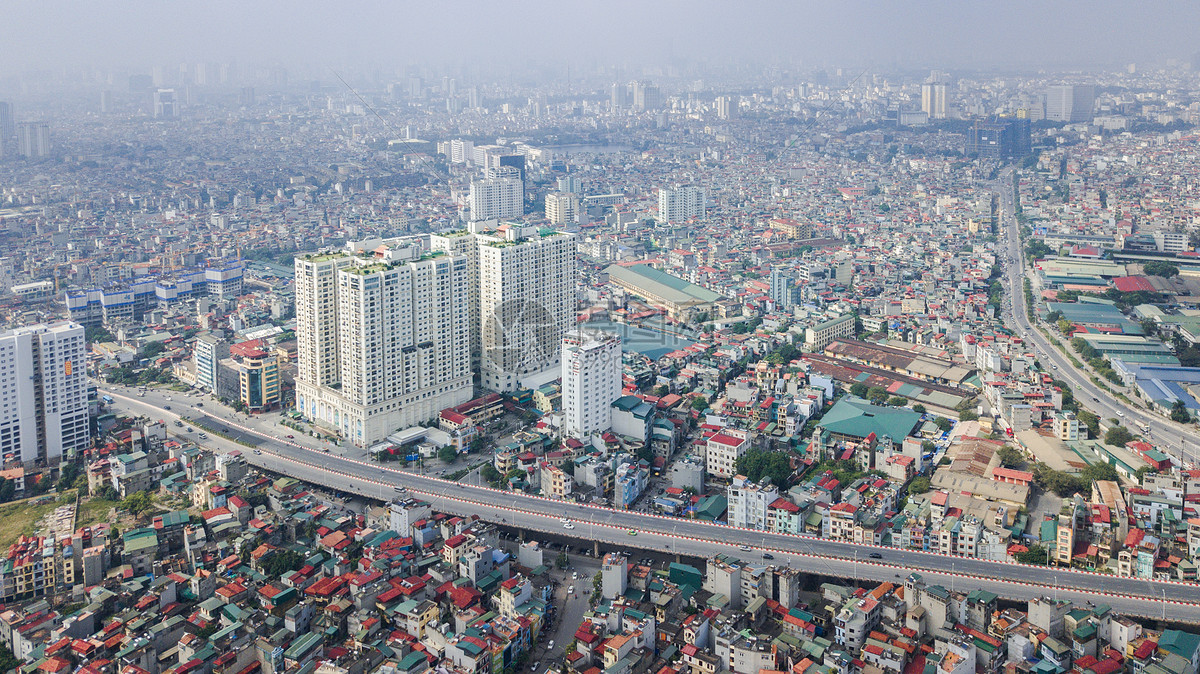 航拍越南河内的城市化建筑