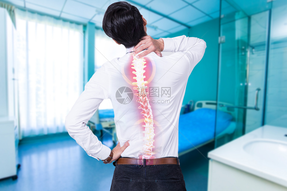 医疗蓝色人体脊椎脊柱疼痛骨头伤痛腰酸背痛肩颈疼痛图片下载 - 觅知网