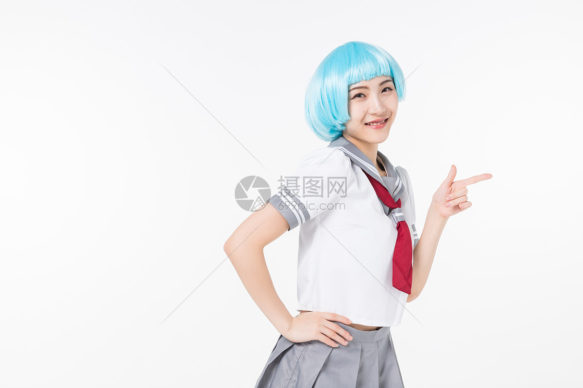 二次元学生手势指引图片素材_免费下载_jpg图片格式