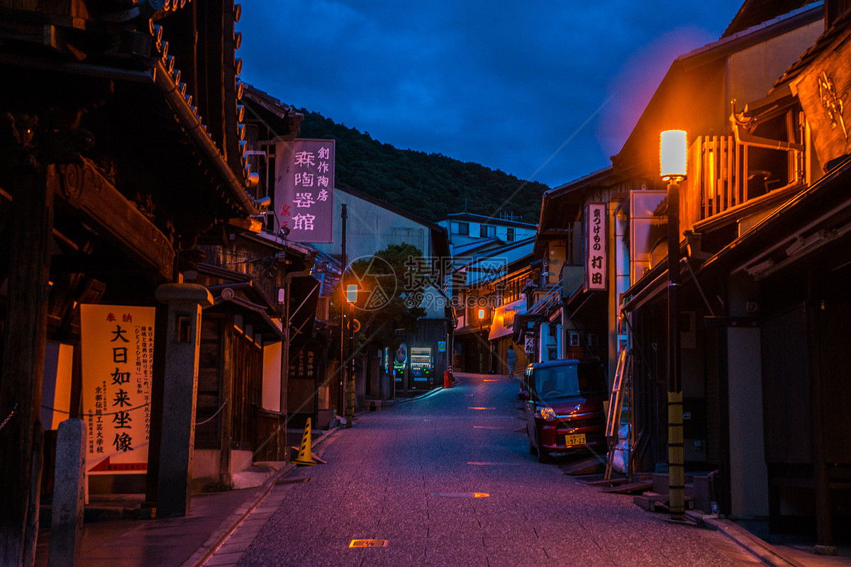 日本京都清水寺清水坂夜景