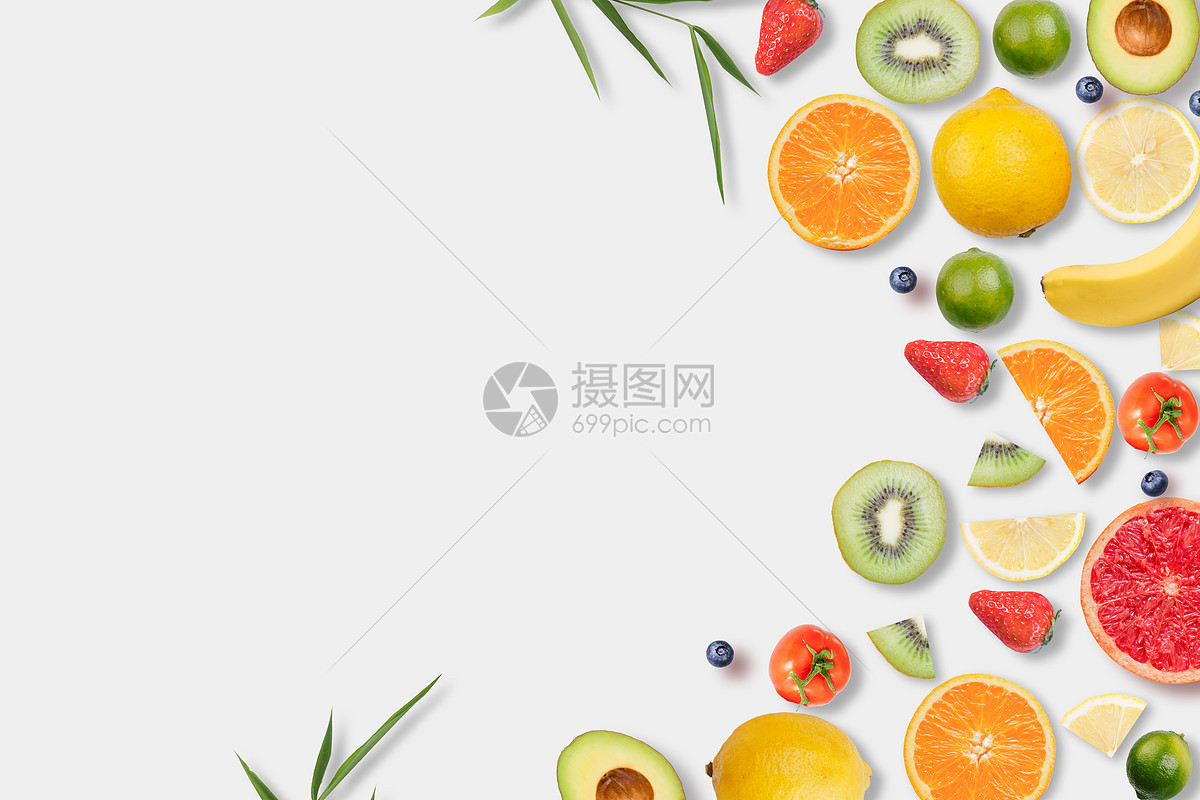 水果平铺留白