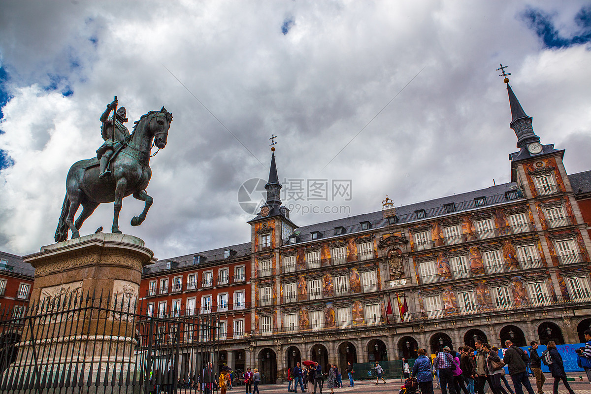西班牙马德里马约尔广场图片素材_免费下载_