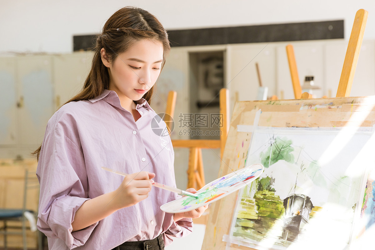 文艺女生绘画