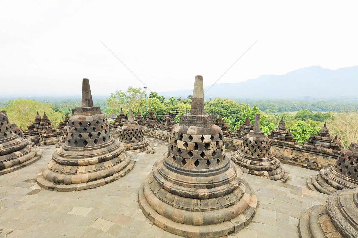 印度尼西亚日惹著名景点婆罗浮屠图片素材
