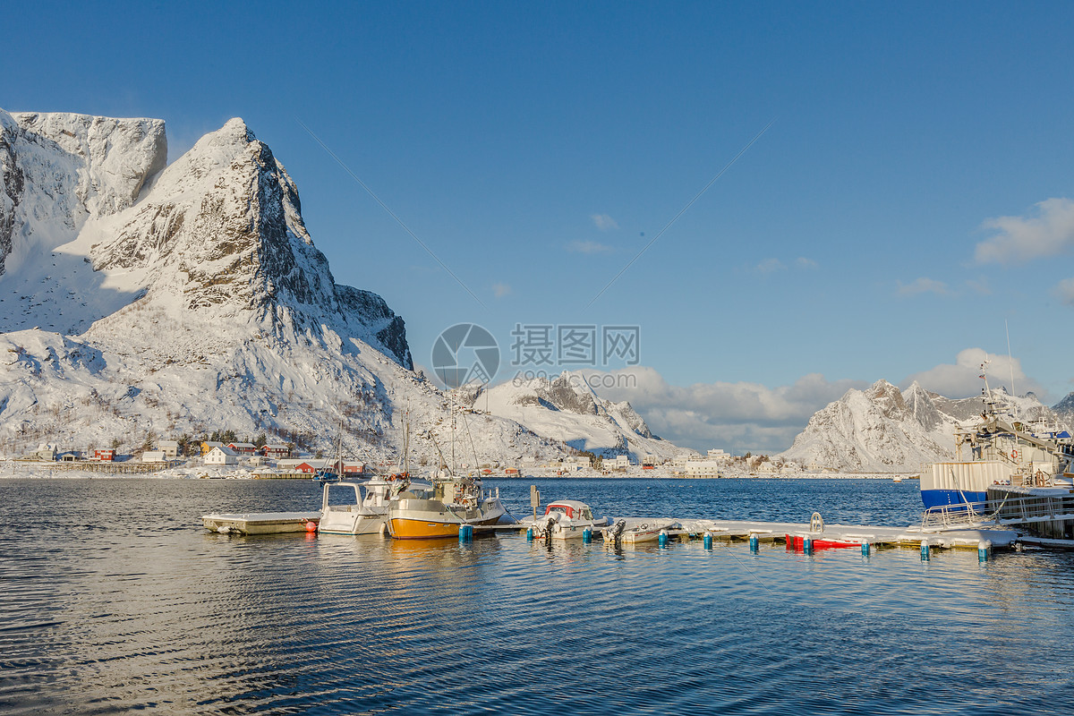 挪威著名旅游胜地雷纳渔村风光