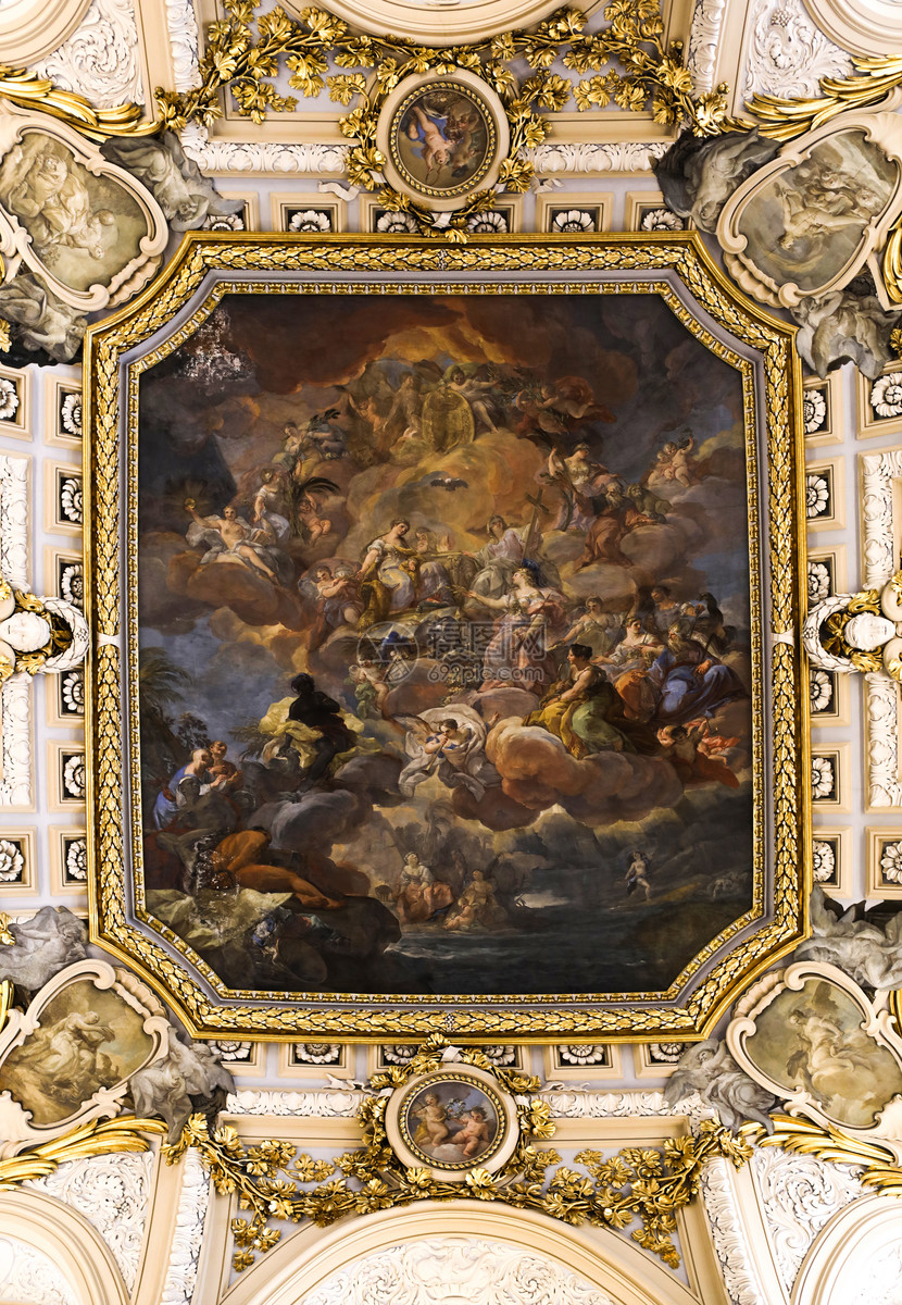 西班牙马德里皇宫顶部壁画图片素材_免费下载
