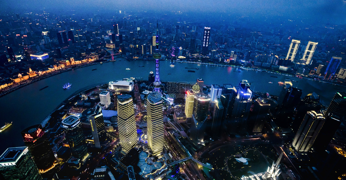 上海鸟瞰夜景