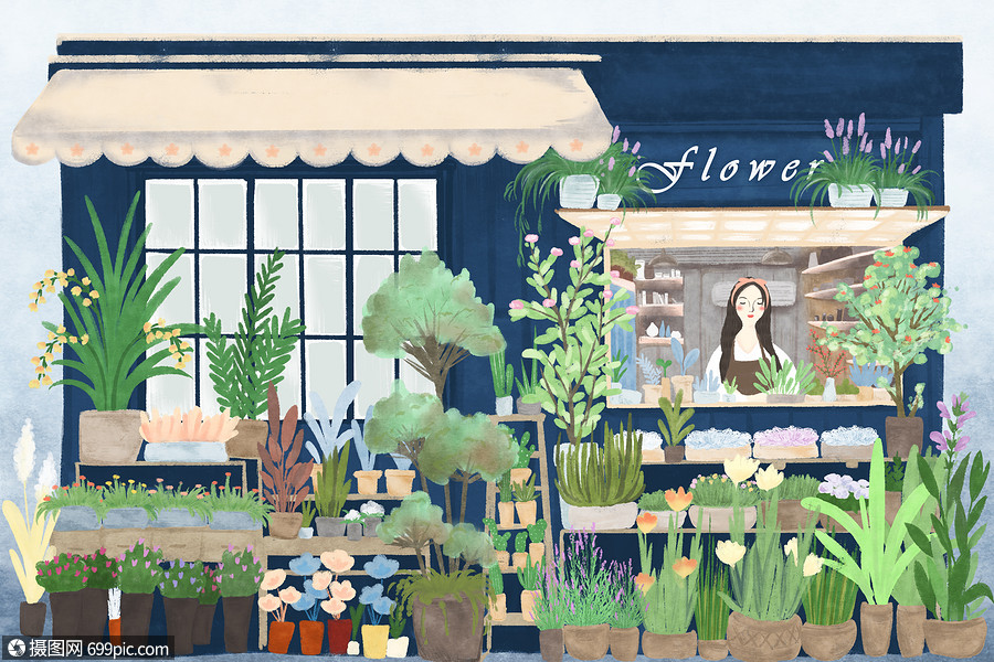 一间花店插画图片下载-正版图片400119580-摄图网