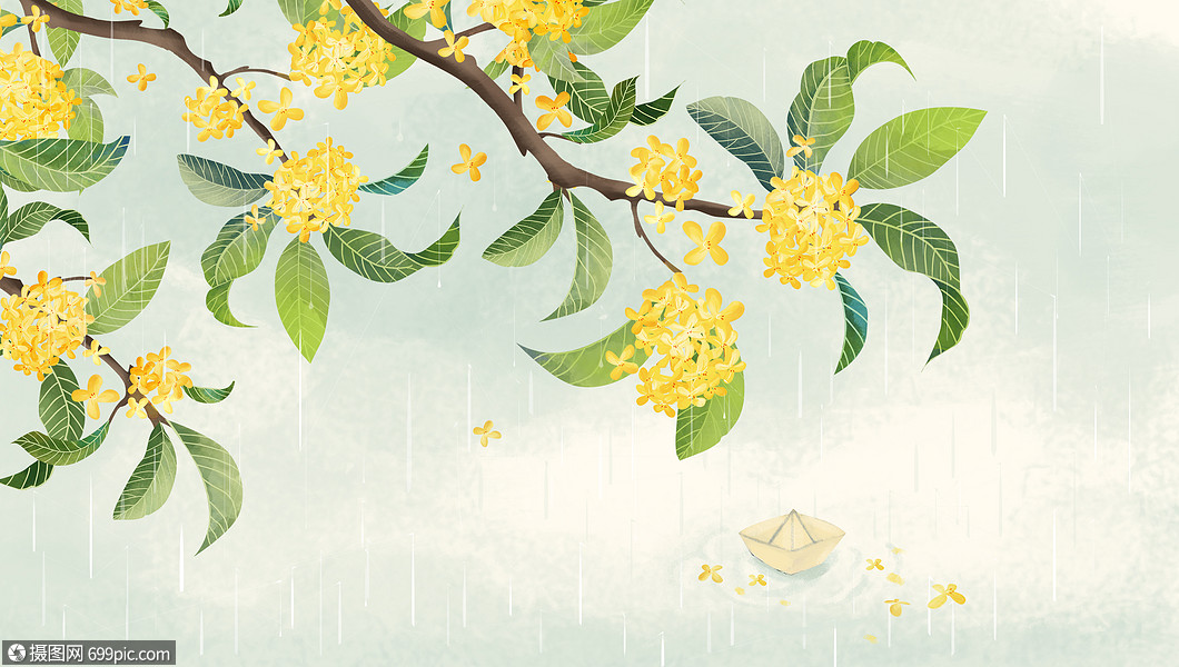 水彩桂花插画图片下载-正版图片400143076-摄图网