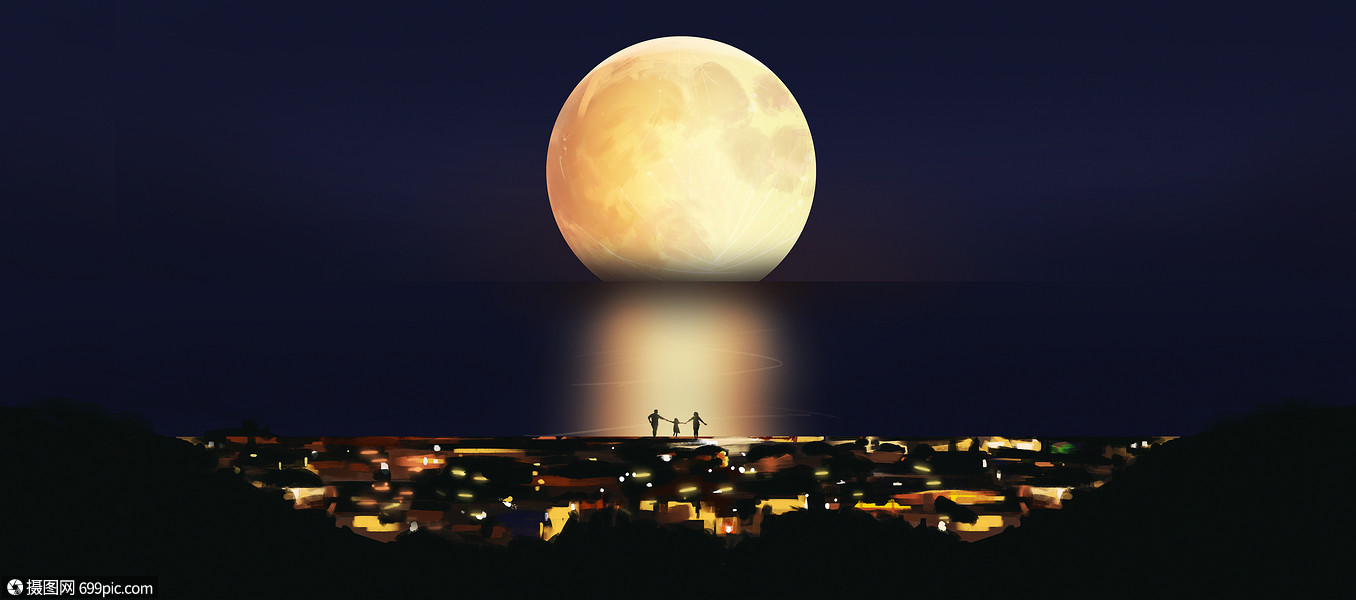 海上明月传统月亮图片
