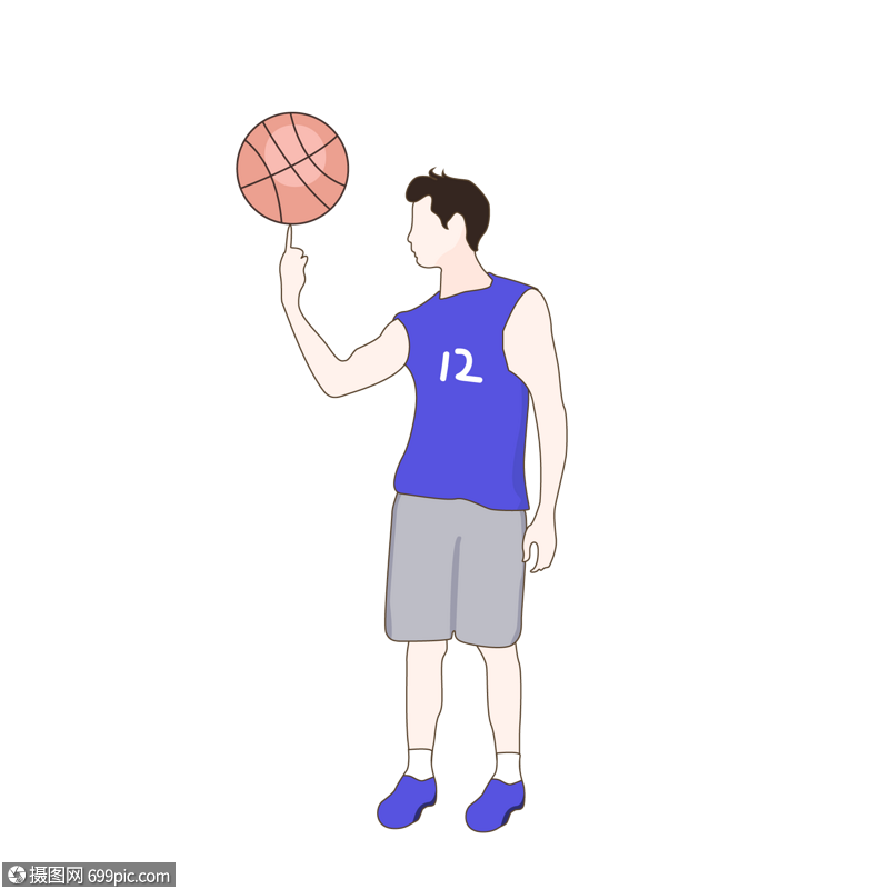 转篮球小伙子手绘矢量插画球类比赛转篮球小伙子矢量手绘插画