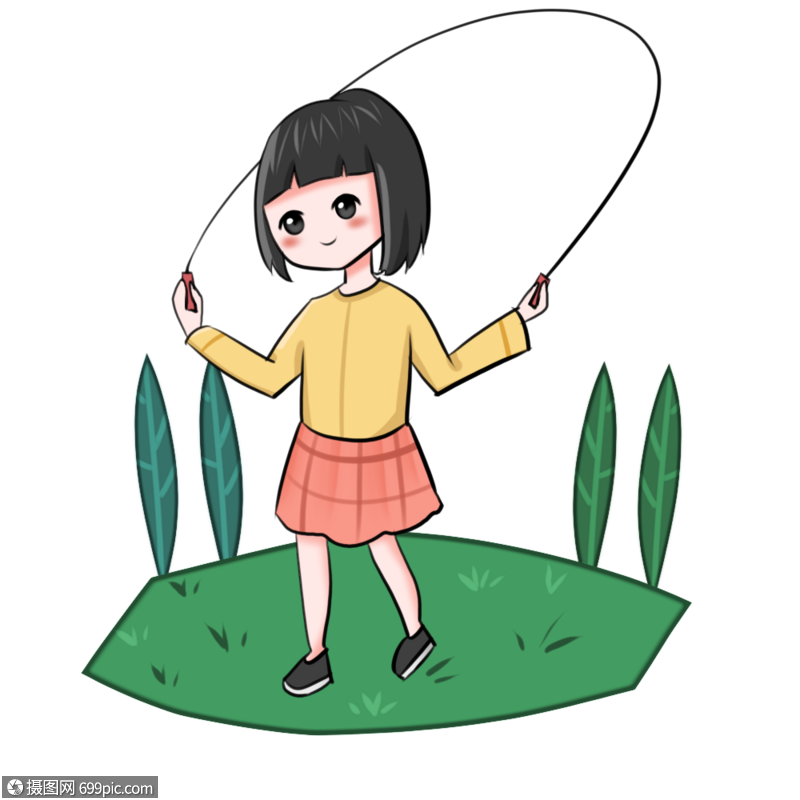 小女孩跳绳卡通形象女儿