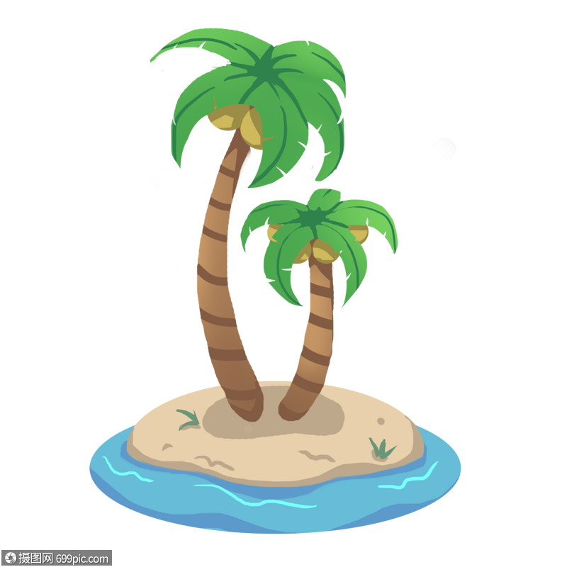 椰子树椰子叶陆地卡通