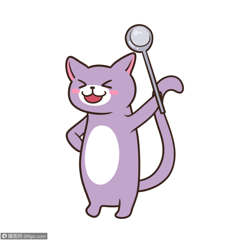 拿锅铲叫吃饭的紫毛猫萌宠喵星人
