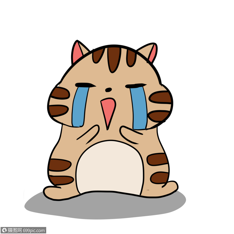 伤心哭泣的猫咪表情包卡通免抠图