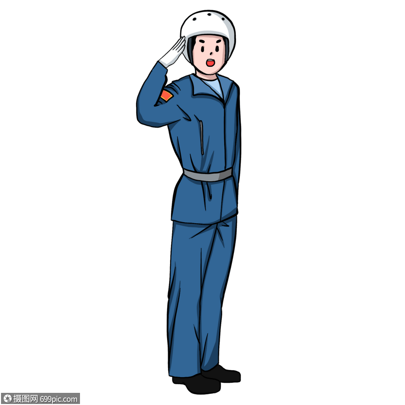 卡通空军军人敬礼飞行员军姿