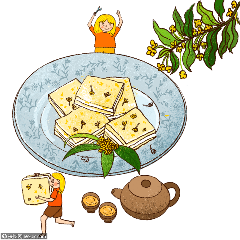 桂花糕重阳节美食卡通