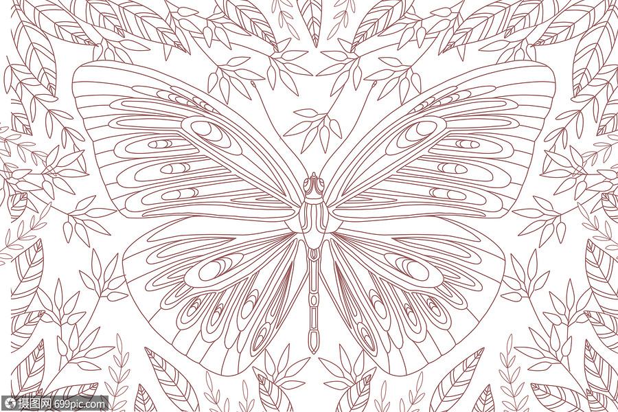 秘密花园之蝴蝶填色游戏简笔画填色涂色