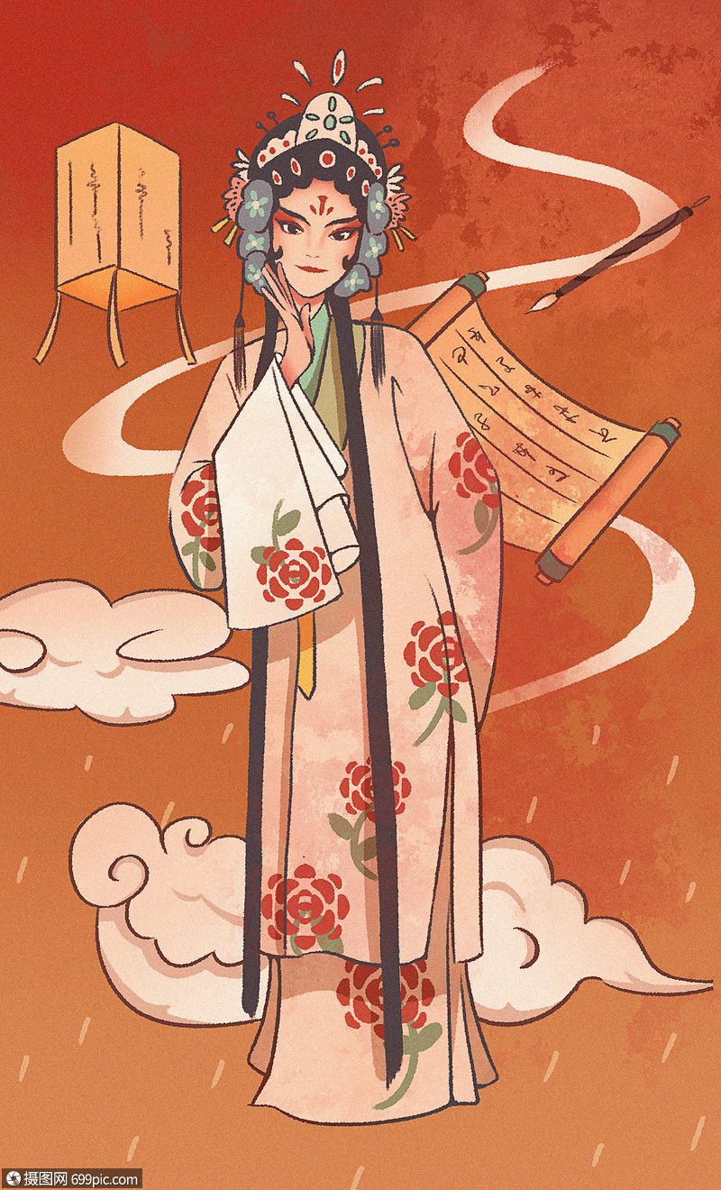 国风戏剧花旦插画
