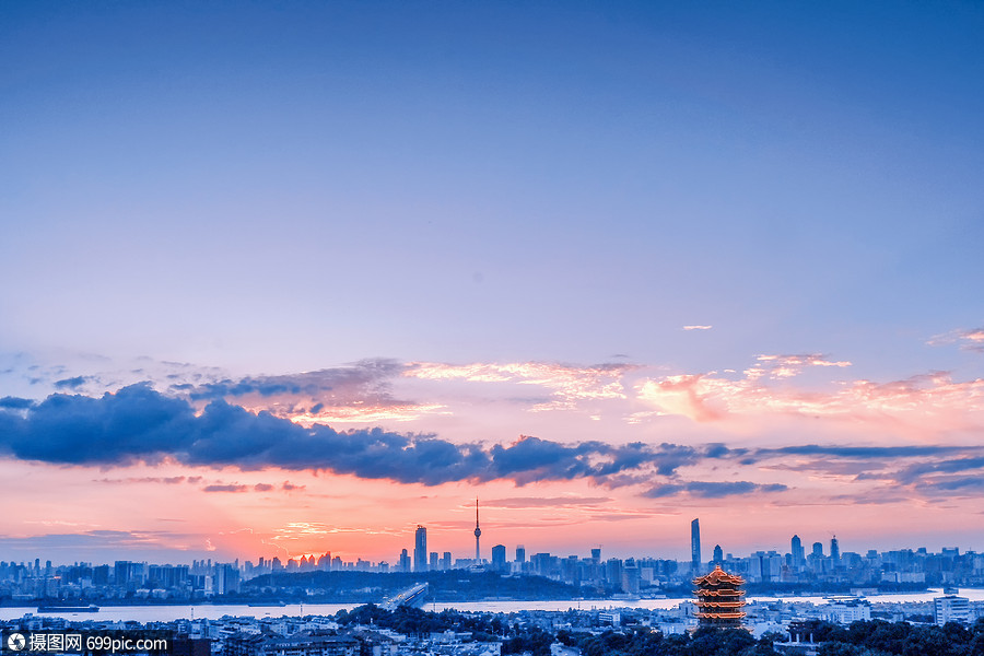 武汉地标建筑黄鹤楼中国三大名楼风景