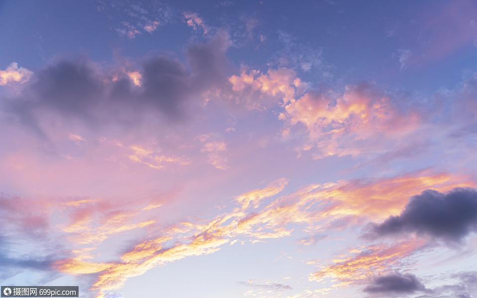 傍晚天空晚霞夕阳光