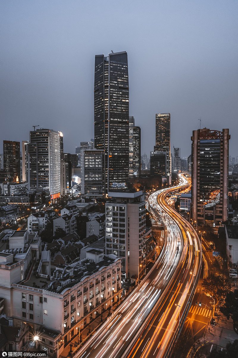 上海延安路高架路车流繁华