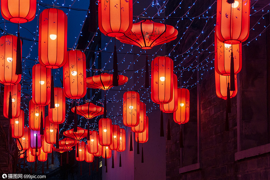 元宵节秦淮灯会灯笼夜景