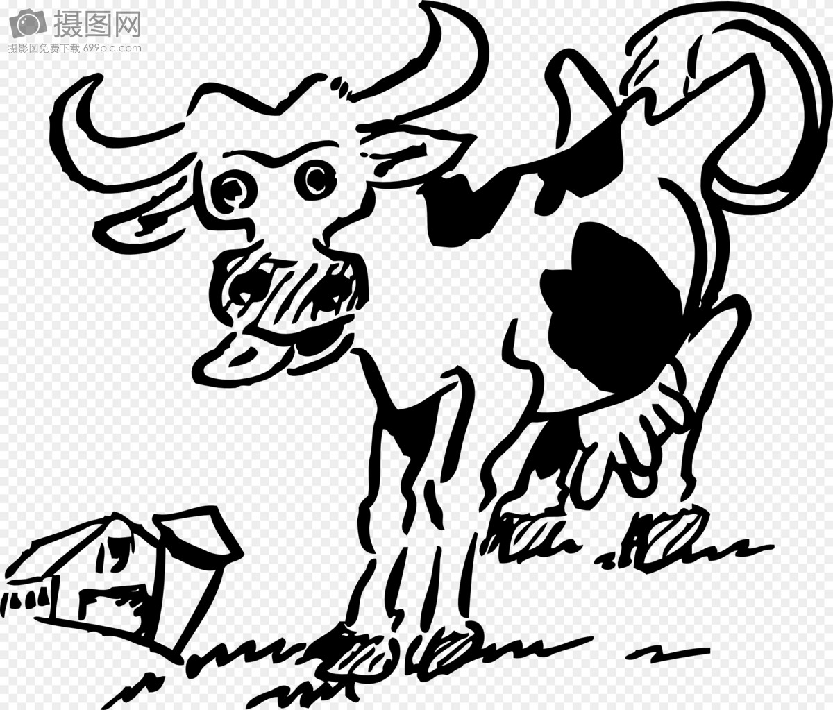 正在奔跑的牛怎么画图片