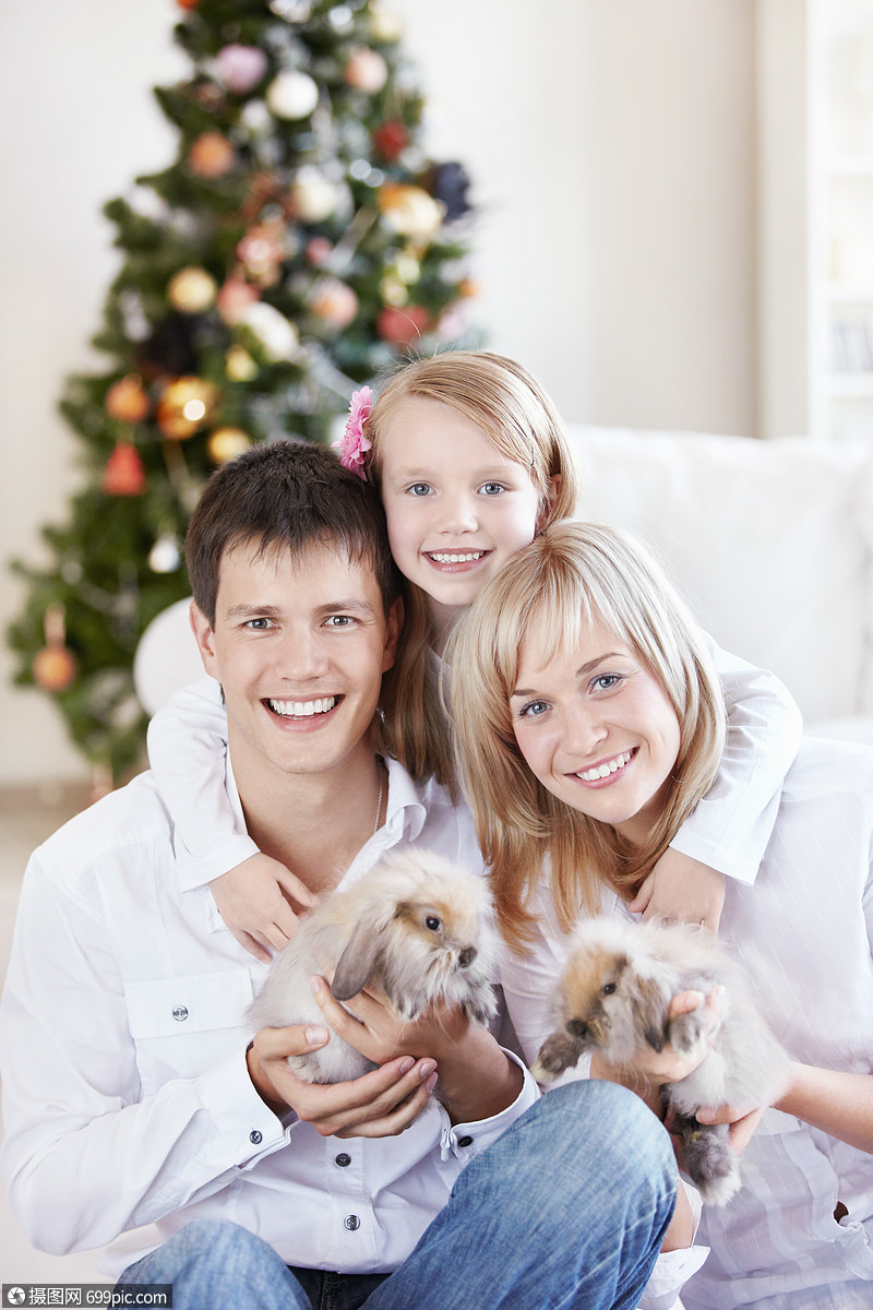 照片 外国人像 家里有兔子的家庭树的背景下.jpg