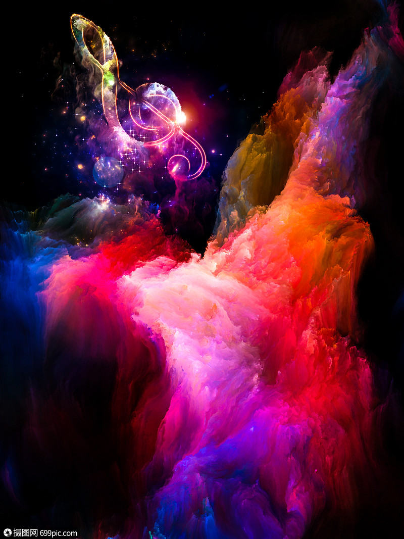 音乐系列的颜色音乐符号色彩绘画表演艺术音乐声音创造力方的相互作用