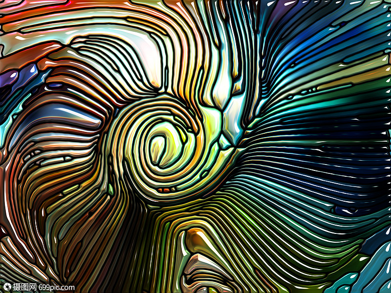 彩色图案系列铅璃的构图人联想新艺术与自然美灵的隐喻关系
