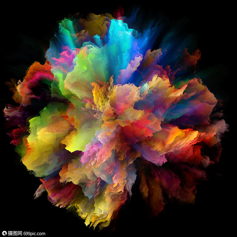 颜色爆发飞溅爆炸创意艺术染料纹理