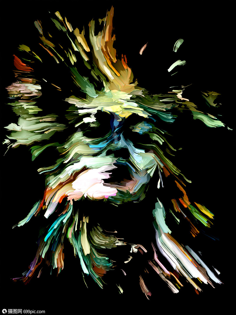自由油漆系列以情感创造力灵艺术为,用数字油画的人脸