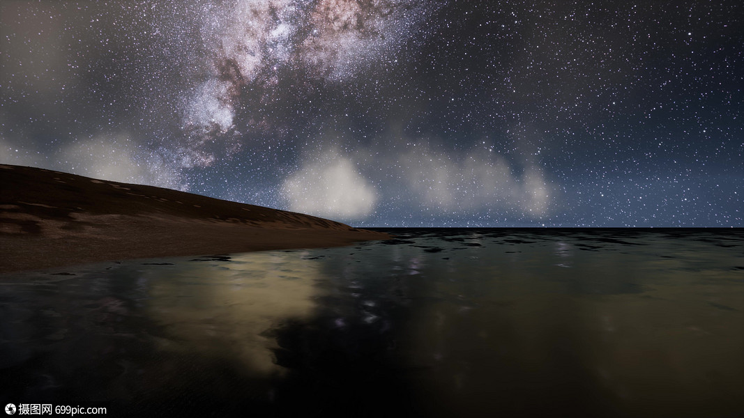 牛奶路星星湖上的夜晚天体摄影清楚的