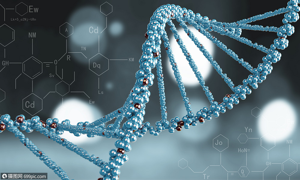 dna分子蓝色背景下dna分子的生物化学科学
