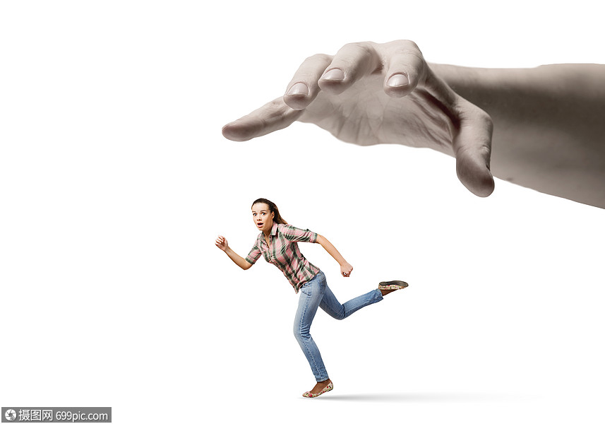 女人手中逃脱轻的女人随意地大手中逃跑
