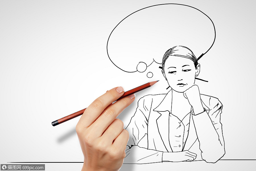 铅笔绘图与问题挑战商业主意绘画