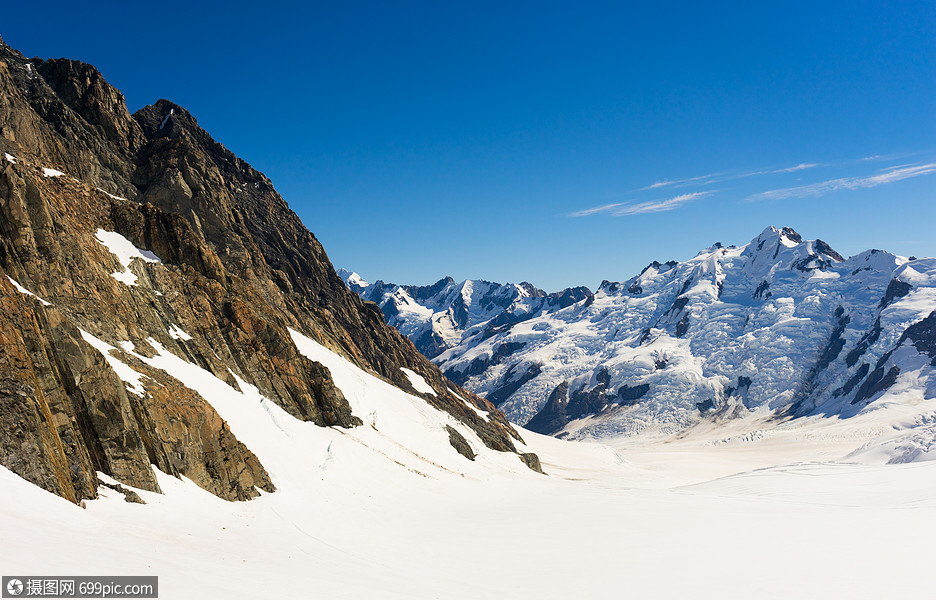 雪山山景雪,蓝天清澈