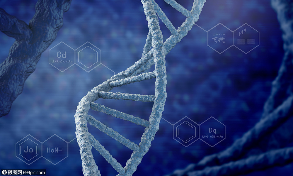 dna分子蓝色背景下dna分子的生物化学科学结构遗传的