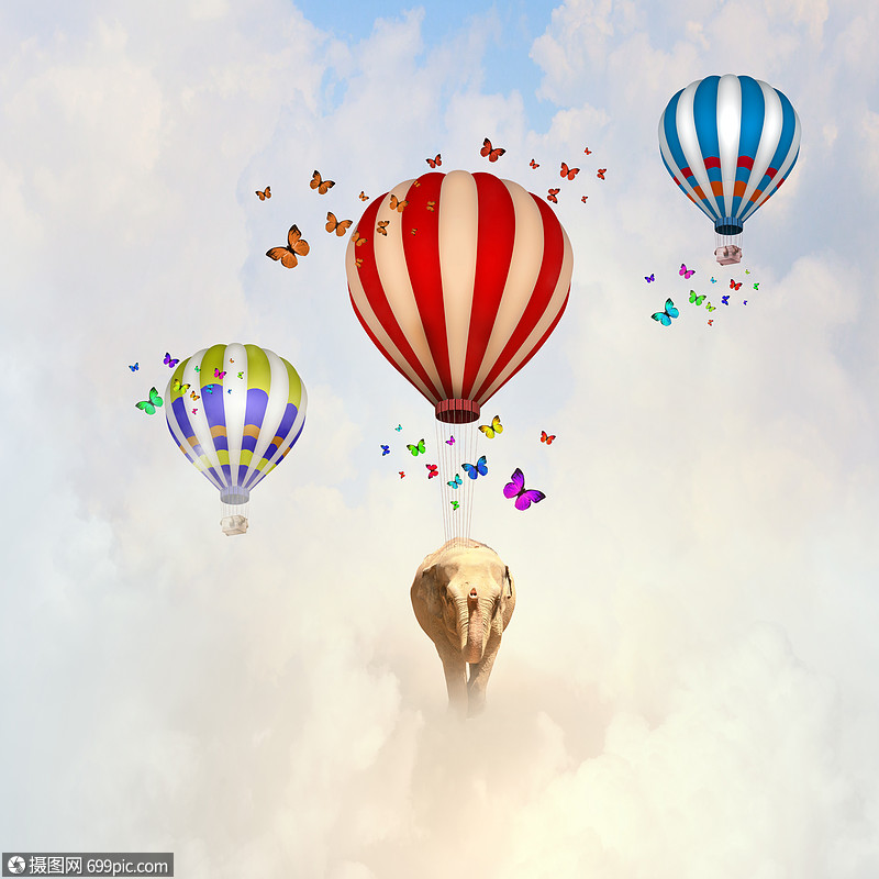 会飞的大象大象空中飞行的阳光图像大的感觉