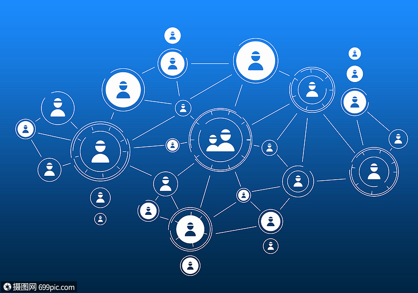 社交媒体传播用社交网络传播蓝色背景