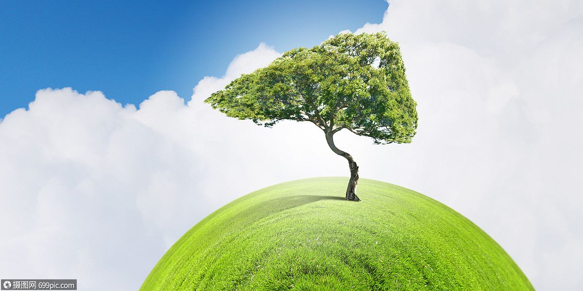 空气污染绿色树的形象,形状像人类的肝脏