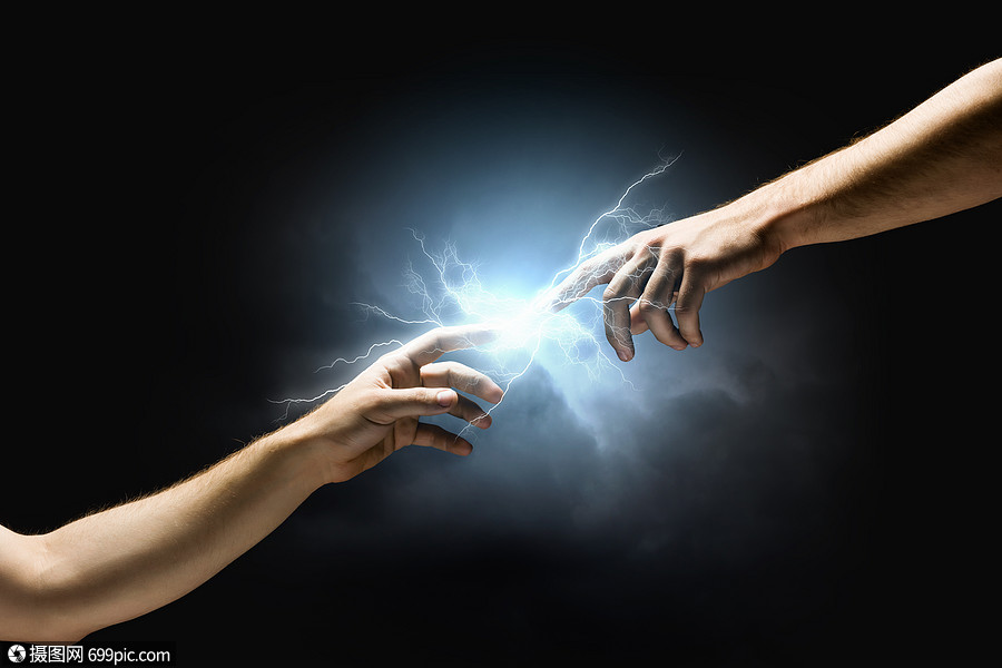 米开朗基罗上帝的触觉用手指触摸人的手