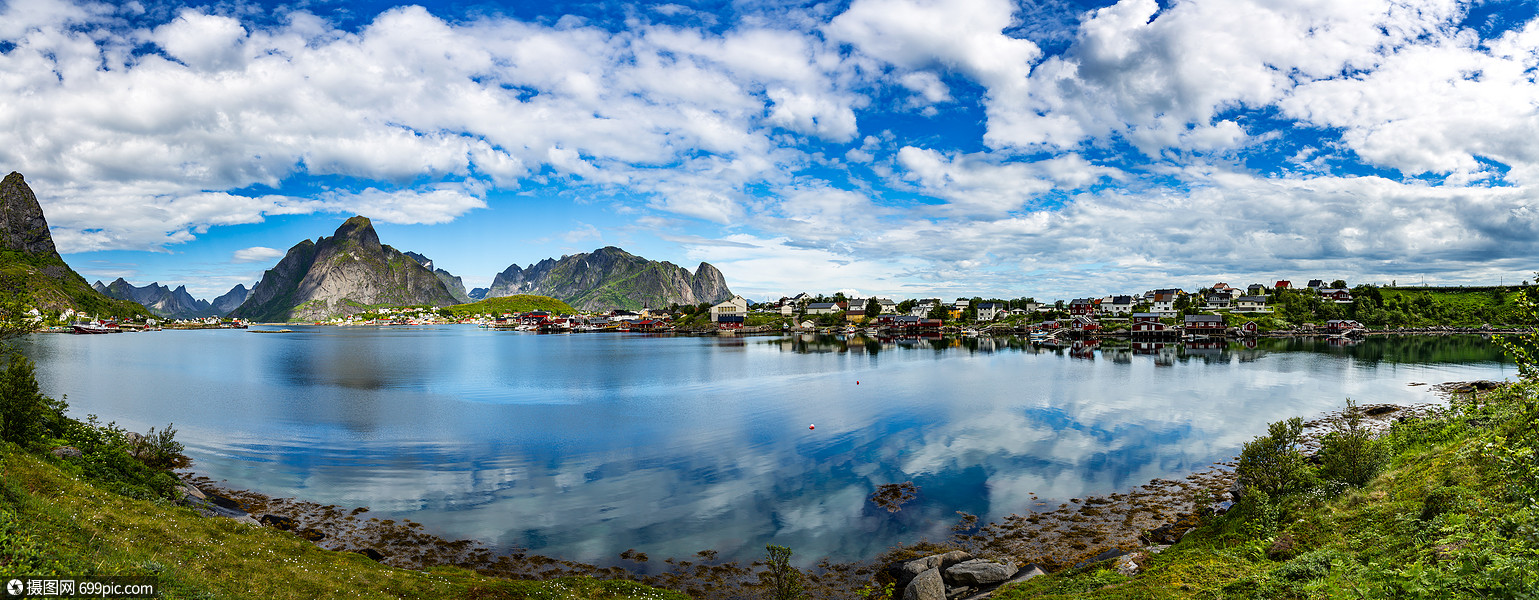 照片 自然风景 挪威诺德兰县的全景洛芬岛以独特的风景而闻名,戏剧的