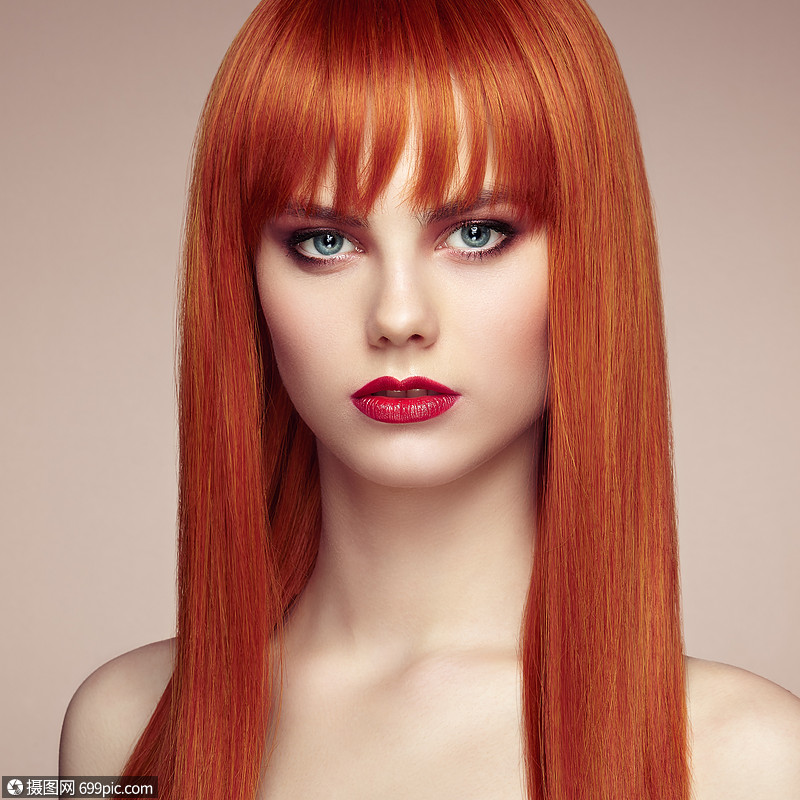 美丽的感女人的肖像,优雅的发型完美的妆容红头发女孩时尚照片女士看