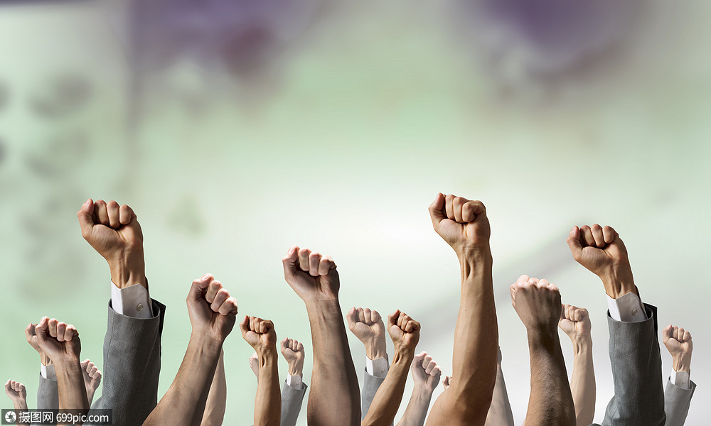 手空中手势群举手手势的人