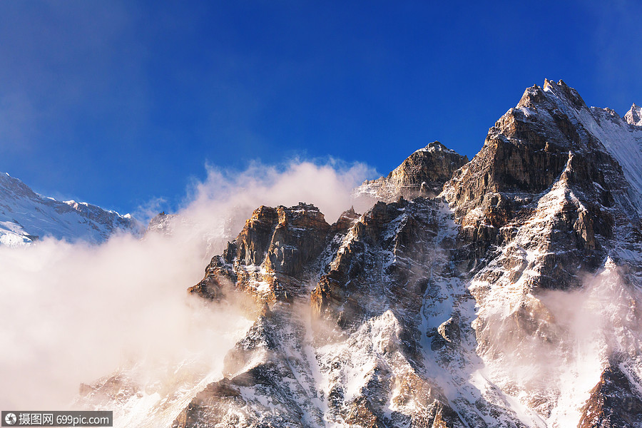 風景優美的山景,坎陳瓊加地區,喜馬拉雅山,尼泊爾山頂徒步