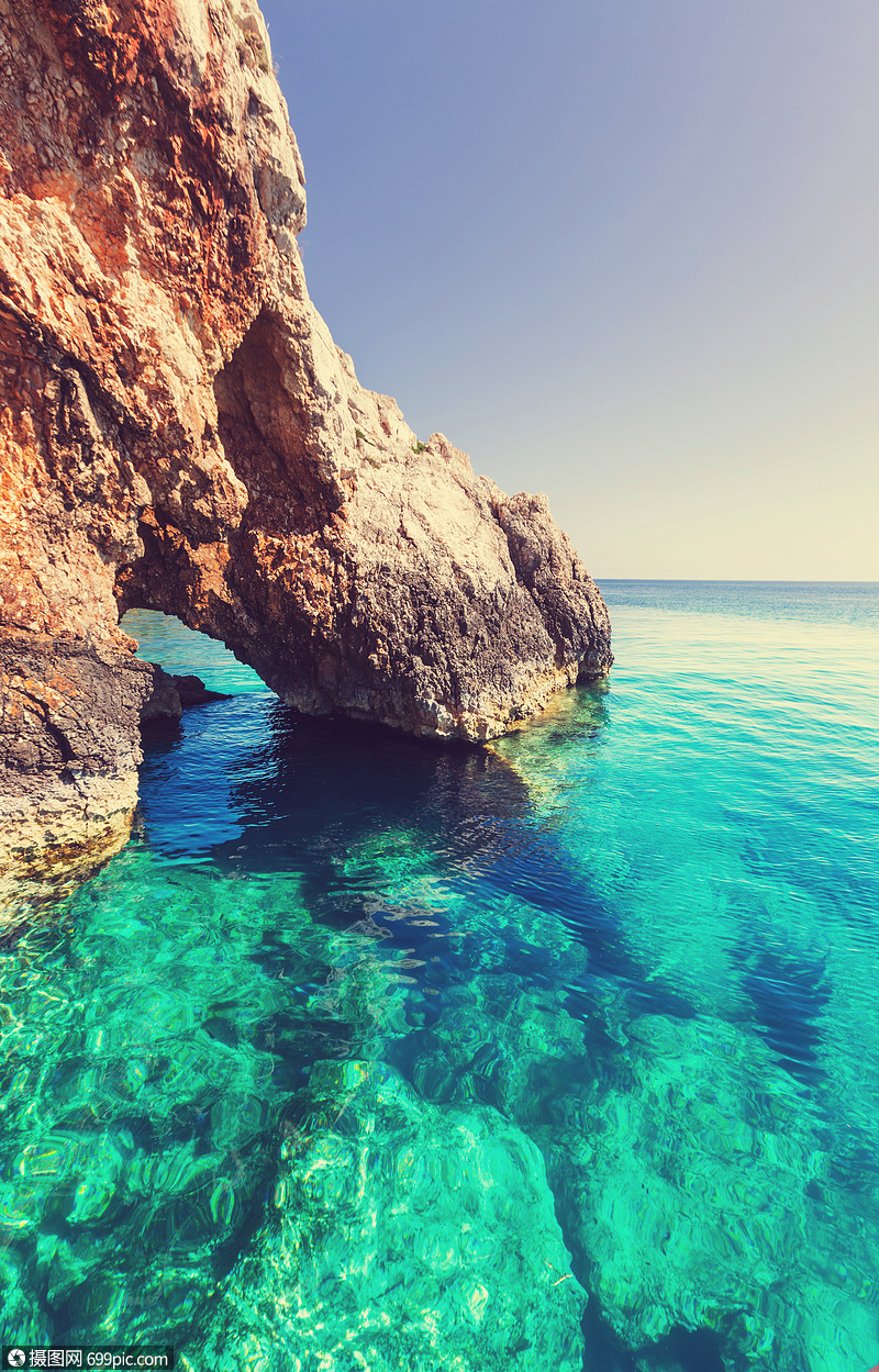 希腊zakynthos岛上美丽的海洋景观