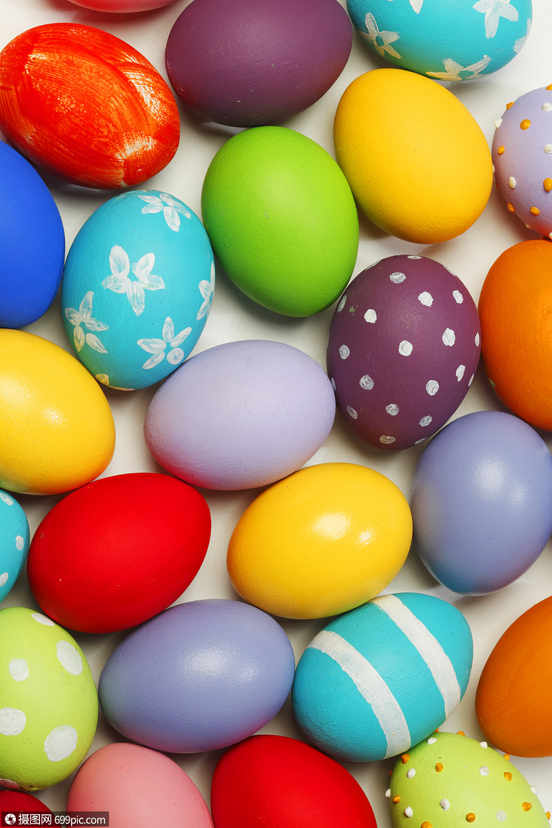彩色彩绘复活节彩蛋特写的背景