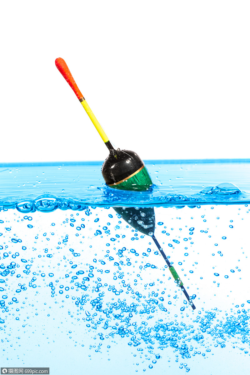 钓鱼漂浮白色的背景上